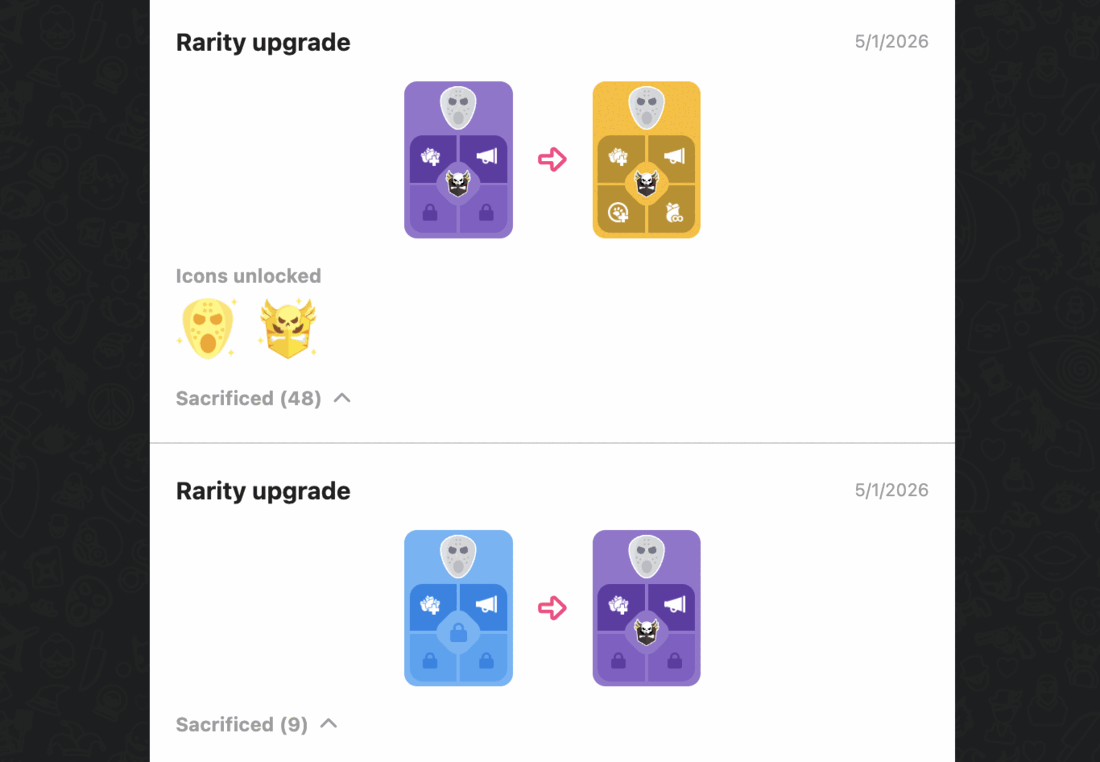 Card upgrade history